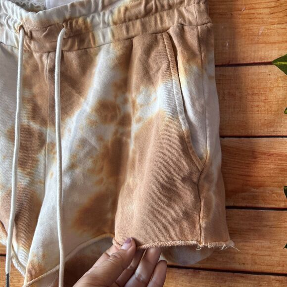 MATE The Label XS Organic Terry Lounge Shorts Brown Ivory White - Picture 3 of 6